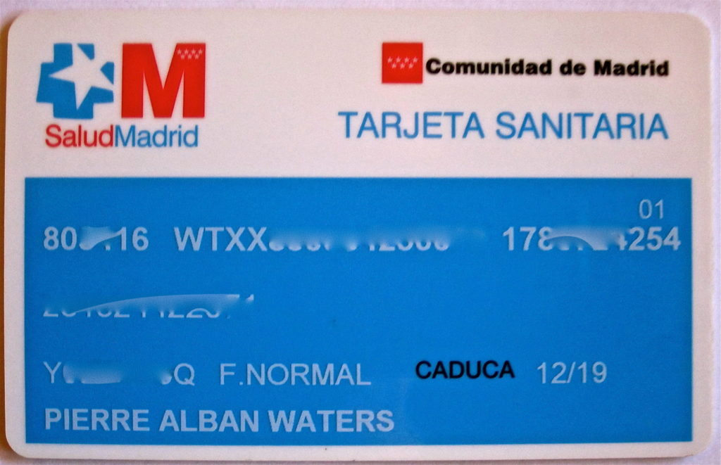 My "Tarjeta Sanitaria", or Health Card, with my social security number on it